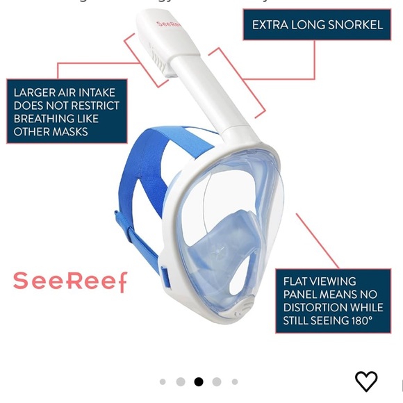 Full Face Snorkel - White Snorkeling Mask Set With Hard Carry Case - Picture 2 of 5